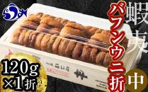 北海道知床羅臼産 天然エゾバフンうに（中）うに折  120g×1枚　2025年1月中旬から発送