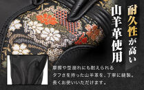 【デグナー】レザー金襴グローブ [TG-101KF] カラー：流水雪輪-ブラック【サイズXL】［ 京都 バイクギア グローブ 人気 おすすめ 革 レザー ツーリング ライダー バイカー バイク ブランド メーカー ギア パーツ ］