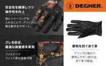 【デグナー】レザー金襴グローブ [TG-101KF] カラー：流水雪輪-ブラック【サイズXL】［ 京都 バイクギア グローブ 人気 おすすめ 革 レザー ツーリング ライダー バイカー バイク ブランド メーカー ギア パーツ ］