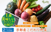 ＜2か月定期便＞【緑のゆうき】購入された野菜の売上の1％が、社会貢献に&nbsp;京都産のこだわり野菜（有機野菜、栽培期間中農薬・化学肥料不使用など）を&nbsp;美味しいタイミングで収穫したセット