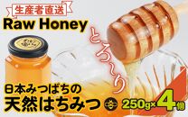 【天然はちみつ】 raw honey あわら蜜 4個 / 非加熱 生産者直送 蜂蜜 ミツバチ 純はちみつ ローヤルゼリー 生はちみつ 日本みつばち