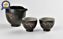 赤水窯　無名異冷酒器セット(黒)　