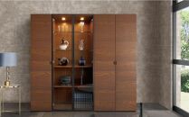 天然木リビング家具ミト(キャビネット・シェルフ)76cm&nbsp;ガラス戸&nbsp;WN