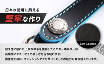 【デグナー】レザーキーホルダー [K-51F]【カラー：ブラック-ブルー】［ 京都 八王子 キーホルダー 革 人気 おすすめ 革 レザー ツーリング ライダー バイカー バイク ブランド メーカー ギア パーツ ］