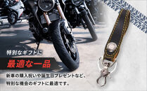 【デグナー】レザーキーホルダー [K-51F]【カラー：ブラック-オレンジ】［ 京都 八王子 キーホルダー 革 人気 おすすめ 革 レザー ツーリング ライダー バイカー バイク ブランド メーカー ギア パーツ ］