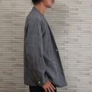 【和心衣・ワゴロモ】高島ちぢみの メンズ ノーカラー 羽織 ジャケット【Ｍサイズ・ブラック】