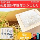 ＜数量限定＞【令和6年産】佐渡国仲平野産コシヒカリ　精米【無洗米】5kg　送料無料