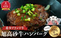 北海道旭川市の希少ブランド牛「旭高砂牛ハンバーグ」 200g×5個（たれ付き）_04615