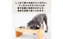 ペット用 フードボウル ダブル 中型犬向き(縦19.5cm×横39cm×高さ15cm) ワンちゃんスタンプ