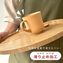 滑り止め加工 木製 半月盆 【白木・1枚単品】 トレー 36cm お盆 ノンスリップ トレイ すべらない 和食 料亭 旅館 便利