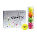 ゴルフ ボール カラーボール KIRA STAR 12球入 1ダース【カラー：4色×3セット（イエロー、オレンジ、ピンク、ライム）】キャスコ KASCO 高弾道 ユニセックス 初心者 かわいい 2ピース 1コア 1カバー 見える ソフト ヘッドスピード さぬき市