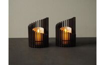 LED キャンドルホルダー 木製 レーザー加工雑貨 黒洛 インテリア雑貨 キャンドルホルダー003 2個セット