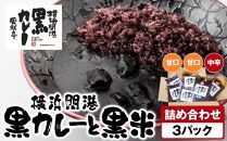 風我亭の横浜開港黒カレーと黒米の詰め合わせ　3パック【甘口2個、中辛1個】