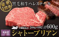 【やまむらや】ヘレステーキ シャトーブリアン 豪華1段重 京都府産 黒毛和牛 100g×6枚(計600g) 自慢のステーキソース付セット［ 京都 焼肉 BBQ ステーキ 有名店 ヒレ ステーキ 人気 おすすめ 肉 お肉 お取り寄せ 通販 送料無料 ギフト ふるさと納税 ］