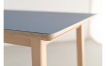 ダイニングテーブル BREAD 150×75 リノリウム スモーキーブルー オーク無垢 大川家具 辻製作所