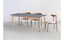 ダイニングテーブル BREAD 150×75 リノリウム スモーキーブルー オーク無垢 大川家具 辻製作所