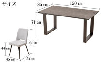 150ガラストップテーブル(木脚)とDC-5イス4脚の5点セット【2本脚／天板：ブロンズ／張地：布グレー】