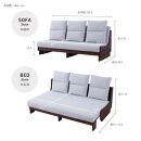 【開梱設置】ソファベッド&nbsp;幅180cm&nbsp;ヴィンセント【BR×ダークグレー】ごろ寝ソファ【モーブル／大川家具】
