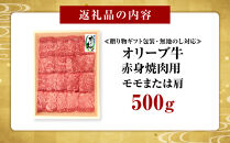 ≪贈り物ギフト包装・無地のし対応≫オリーブ牛　赤身焼肉用500ｇ