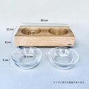 ペットフードテーブル　hole&nbsp;S&nbsp;2連（福岡市内製造）（ガラスボウル付き）