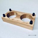 ペットフードテーブル　hole&nbsp;S&nbsp;2連（福岡市内製造）（ガラスボウル付き）