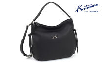 2wayハンドバッグ　(Y-1328) ブラック／サンドベージュステッチ〈キタムラ〉