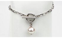 アコヤパール１粒　ジェンダーレスブレスレット8-9mm シルバーメッキ　