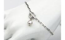 アコヤパール１粒　ジェンダーレスブレスレット8-9mm シルバーメッキ　