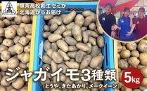 ＜標茶高校創生ゼミが北海道からお届け＞ジャガイモ3種類　計5kg（とうや、きたあかり、メークイーン）