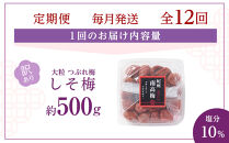 訳あり&nbsp;梅干し&nbsp;大粒&nbsp;大玉&nbsp;つぶれ梅&nbsp;しそ梅&nbsp;約500g&nbsp;×&nbsp;12回&nbsp;塩分10％&nbsp;[&nbsp;定期便&nbsp;毎月発送・全12回&nbsp;]