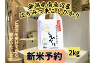 【令和７年産・新米予約】新潟県南魚沼産（塩沢地区）はちみつ米コシヒカリ 2kg※蜂蜜発酵液肥料栽培【2025年9月下旬より順次発送予定】