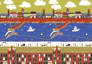 【横浜柄】横浜捺染で染色したスカーフ