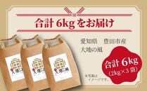 【数量限定】豊田市産「大地の風」精米6kg（2kg×3袋）