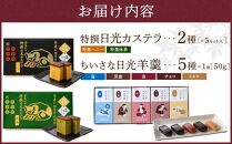 金箔入り特撰日光カステラ2種・ちいさな羊羹5種セット ｜ カステラ 羊羹 ようかん 和菓子 スイーツ 金箔 ハニー 抹茶 塩 黒蜜 苺 イチゴ チョコ ミルク 日光カステラ本舗 日光