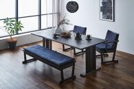 浮造り＋波型加工の&nbsp;高級&nbsp;ダイニングテーブル&nbsp;単品&nbsp;無垢材&nbsp;（アネーロ１８０Tスミ色）&nbsp;食卓&nbsp;うづくり&nbsp;無垢&nbsp;テーブル&nbsp;おしゃれ&nbsp;モダン&nbsp;大川市&nbsp;大川家具