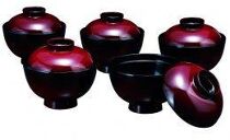 3.7吸物椀&nbsp;篁&nbsp;5客入（食器洗浄機OK）&nbsp;紀州漆器［YS40］