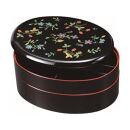 9.5寸&nbsp;小判重箱&nbsp;オードブル&nbsp;黒&nbsp;花の小道【YG169】