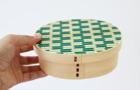 紀州漆器&nbsp;KISHU&nbsp;曲げわっぱ&nbsp;弁当箱&nbsp;矢羽柄&nbsp;グリーン&nbsp;緑&nbsp;&nbsp;伝統工芸［YS120］