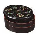 9.5寸&nbsp;小判重箱&nbsp;オードブル&nbsp;黒&nbsp;花の小道【YG169】