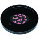 木製丸盆&nbsp;30cm&nbsp;黒&nbsp;花咲小路【YG393】