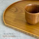 ［ライトブラウン］紀州漆器&nbsp;木製&nbsp;カラー半月盆&nbsp;トレー&nbsp;約36cm［YS139］