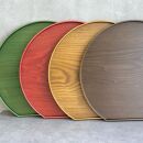 ［ライトブラウン］紀州漆器&nbsp;木製&nbsp;カラー半月盆&nbsp;トレー&nbsp;約36cm［YS139］