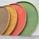 ［マロンブラウン］紀州漆器&nbsp;木製&nbsp;カラー半月盆&nbsp;トレー&nbsp;約36cm［YS140］