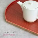 ［チェリーピンク］紀州漆器&nbsp;木製&nbsp;カラー半月盆&nbsp;トレー&nbsp;約36cm［YS141］