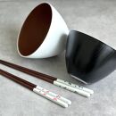 食洗機 電子レンジ 対応 お椀 ブラック ホワイト 2個セット 箸付き 2膳 4点セット モノクロマルチボウル［YS150］