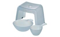 【アウトレット】カラリお風呂セット30H【ミルキーブルー】（浴用品：湯おけ・手おけ・腰かけ30H）