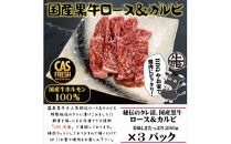 ＜焼くだけ簡単！＞国産黒牛ロース＆カルビ600gタレ漬け（200ｇ×3パック）［鮮度を保つCAS冷凍］【&nbsp;冷凍&nbsp;焼肉&nbsp;BBQ&nbsp;大阪府&nbsp;門真市&nbsp;】