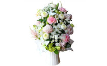 【通年】お供え用フラワーアレンジメント・睦月(ピンク系)【お供え　フラワー　アレンジメント&nbsp;命日　仏事　お悔み　お花　たっぷり　上品　ぎっしり　お花をたっぷり使って高さを出したデザイン&nbsp;大阪府&nbsp;門真市&nbsp;】