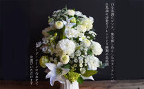 【通年】お供え用フラワーアレンジメント・睦月(紫系)【お供え　フラワー　アレンジメント　命日　仏事　お悔み　お供え　お花　たくさん　上品　ぎっしり　お花をたっぷり使って高さを出したデザイン&nbsp;大阪府&nbsp;門真市&nbsp;】