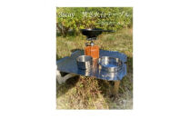 ３WAY 焚き火台テーブル　柄なし（折りたたみ式）【使用時３５０×３５０×１４５ 収納時１８０×３５０×５ 1.5mm厚 SUS304 SUS304 焚き火台 キャンプ用品 キャンプ道具 大阪府 門真市 】